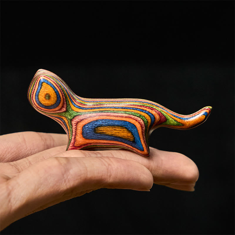 Buddha Stones in miniatura, eucalipto arcobaleno, gatto che cammina, intagliato, decorazione per ridurre lo stress - Gatto di eucalipto arcobaleno 73,1*34,4*20 mm - image 0