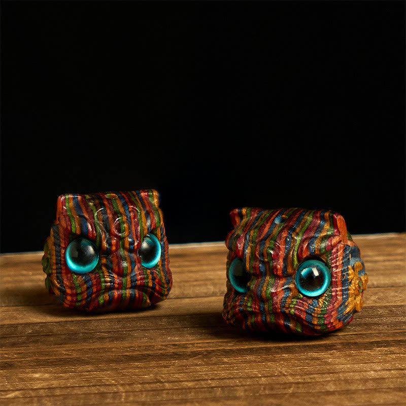 Buddha Stones 2 pezzi Mini eucalipto arcobaleno leone danzante intagliato decorazione dell'equilibrio - 2 pezzi leone danzante 20*21mm - image 0