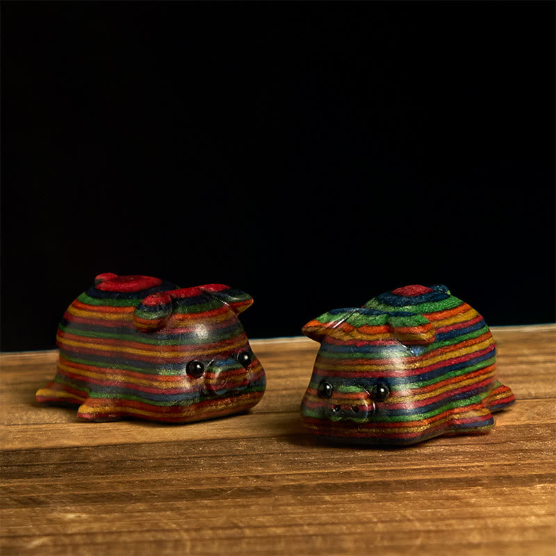 Buddha Stones 2 pezzi Mini eucalipto arcobaleno Maiale intagliato Decorazione positiva - 2 pezzi di maiale 30*19mm - image 0