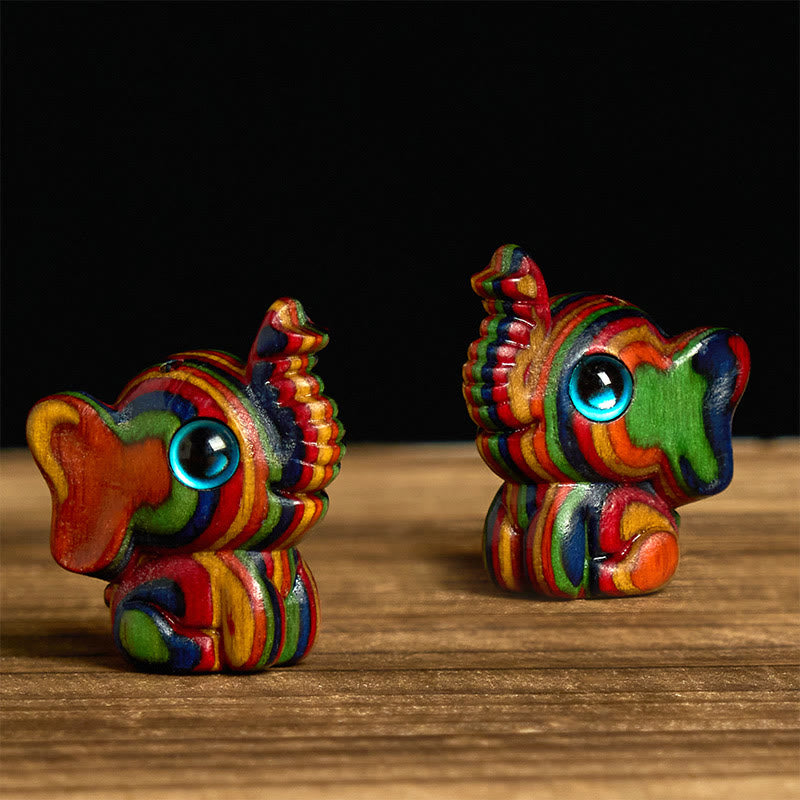 Buddha Stones 2 pezzi Mini arcobaleno eucalipto elefante intagliato forza decorazione - image 1