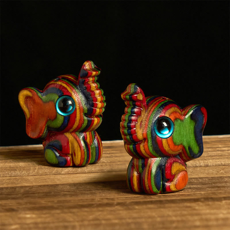 Buddha Stones 2 pezzi Mini arcobaleno eucalipto elefante intagliato forza decorazione - Elefante 1,9*2,6*3,2 cm - image 0