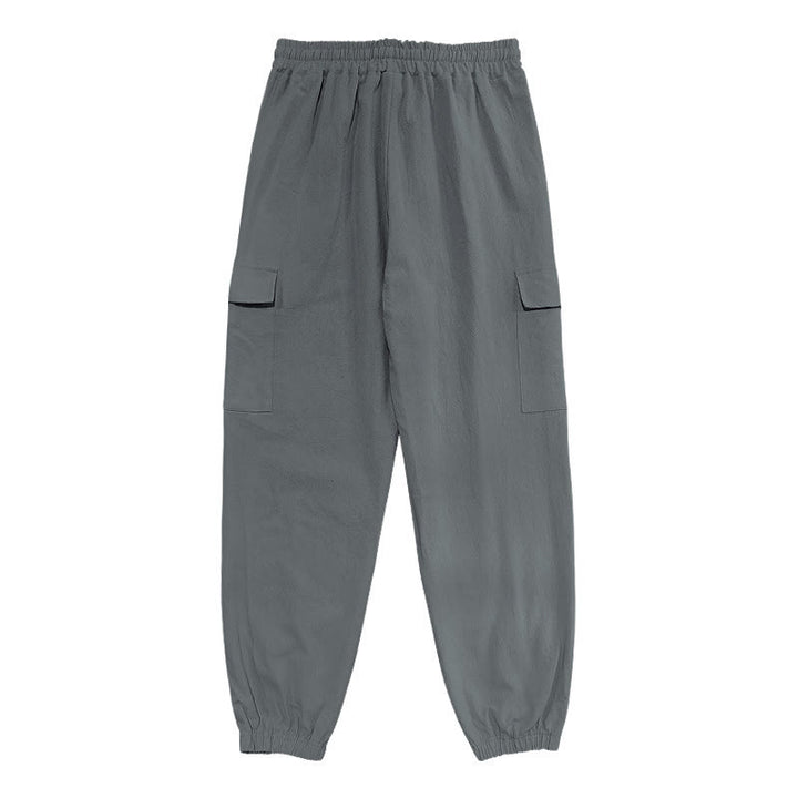 Pantaloni cargo da uomo in lino tinta unita con coulisse e tasche Buddha Stones - image 17