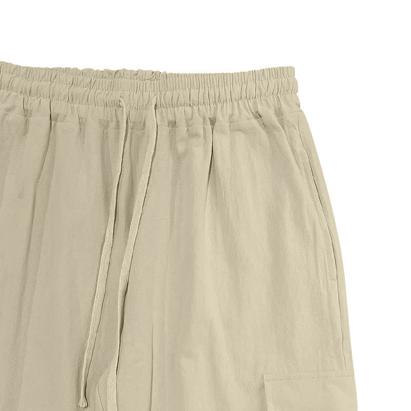 Pantaloni cargo da uomo in lino tinta unita con coulisse e tasche Buddha Stones - image 24