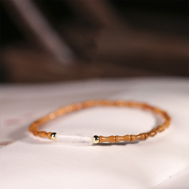 Bracciale della pace con noccioli di oliva ultra-fini Buddha Stones - Nocciolo di oliva e cristallo bianco (circonferenza del polso: 14-16 cm) - image 19