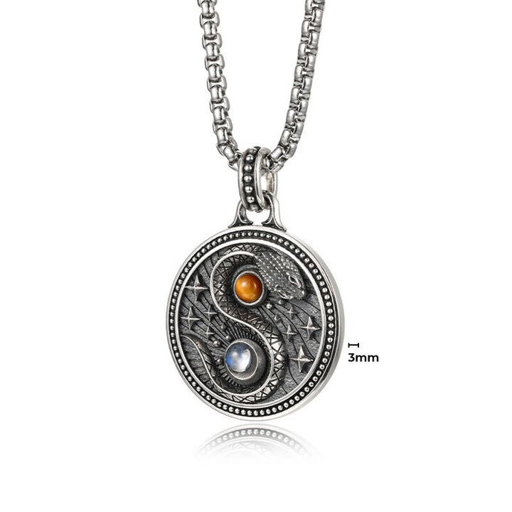 Collana con ciondolo in rame con simbolo Yin Yang Buddha Stones serpente, simbolo della ricchezza - image 5