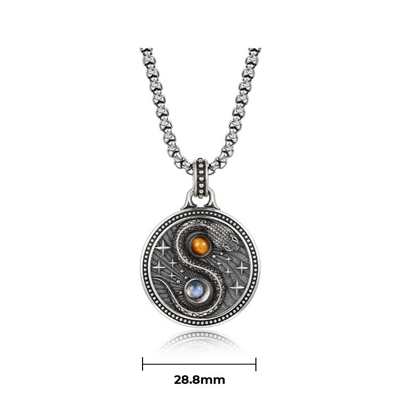 Collana con ciondolo in rame con simbolo Yin Yang Buddha Stones serpente, simbolo della ricchezza - image 8