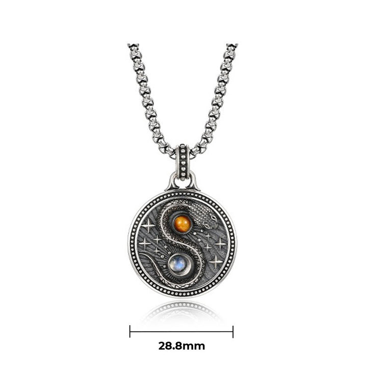 Collana con ciondolo in rame con simbolo Yin Yang Buddha Stones serpente, simbolo della ricchezza - image 8