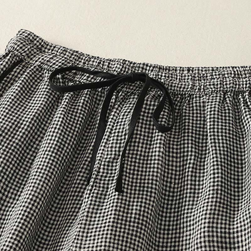 Pantaloni harem da donna in cotone e lino con coulisse e tasche, con motivo a Buddha Stones. - image 2