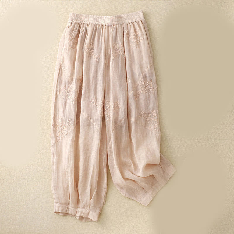 Pantaloni harem da donna con tasche e ricamo a Buddha Stones - Rosa Nebbiosa - US12, UK/AU16, EU44 (3XL) - image 10