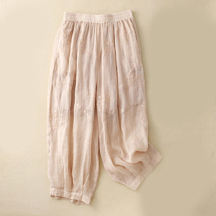 Pantaloni harem da donna con tasche e ricamo a Buddha Stones - Rosa Nebbiosa - US12, UK/AU16, EU44 (3XL) - image 10