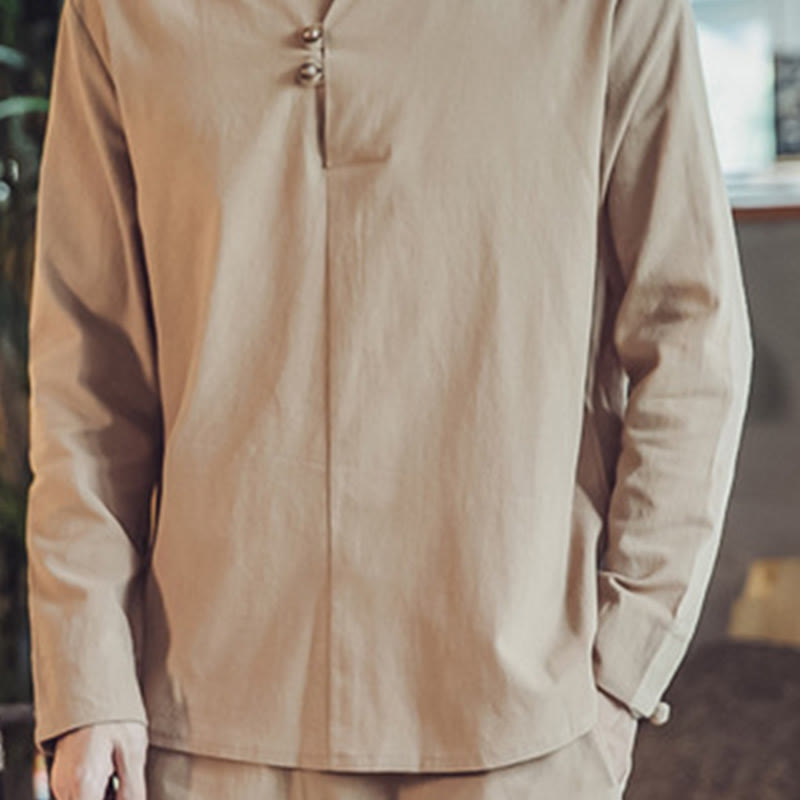 Set di 2 pezzi di stoffa per meditazione da uomo, con camicia in cotone e pantaloni alla caviglia con tasche, motivo Buddha Stones - image 33