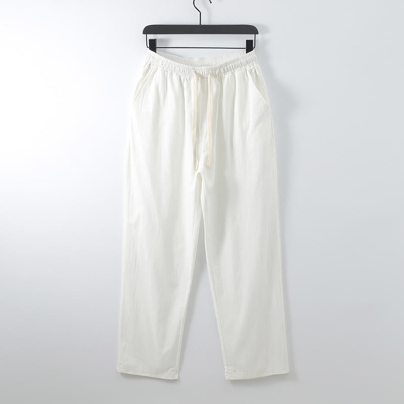 Set di 2 pezzi con pantaloni kimono in cotone e lino con lacci e tasche, ideale per la meditazione maschile, con motivo Buddha Stones. - image 4