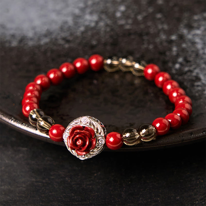 Braccialetto della Calma Buddha Stones Cinnabar Angora Red Shell Pearl Rose Petals - Cinabro (circonferenza del polso: 15-17 cm) - image 1