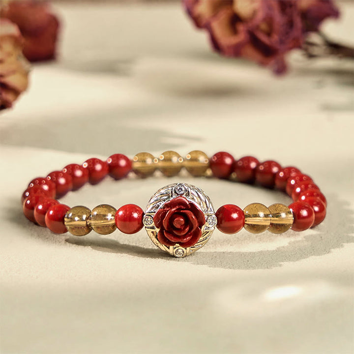 Braccialetto della Calma Buddha Stones Cinnabar Angora Red Shell Pearl Rose Petals - image 2