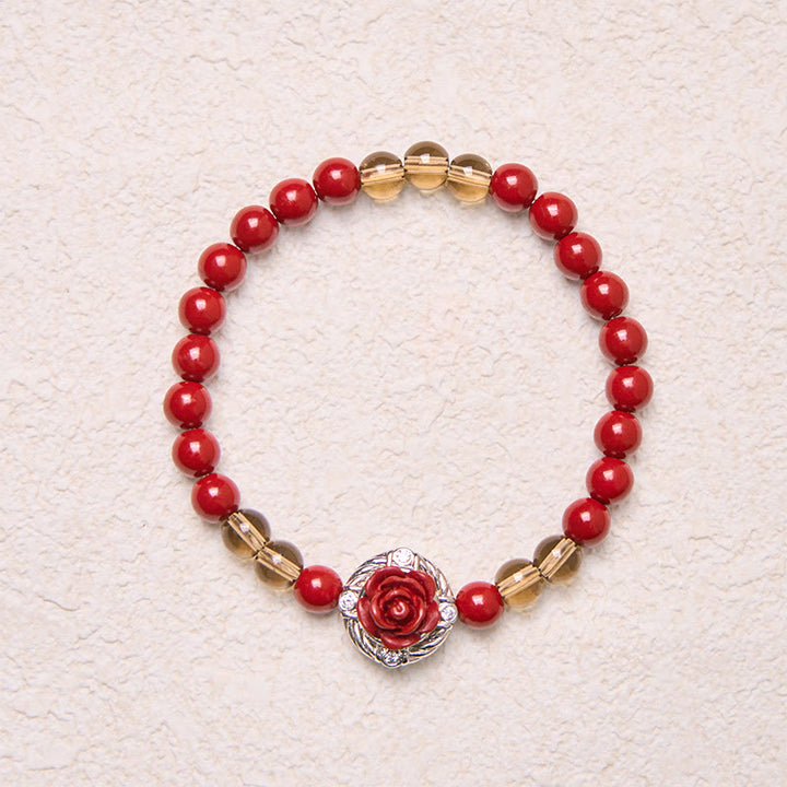Braccialetto della Calma Buddha Stones Cinnabar Angora Red Shell Pearl Rose Petals - image 4