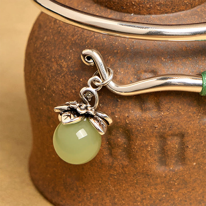 Bracciale rigido con ciondolo in lega di rame Buddha Stones e perline verdi, portafortuna - image 10