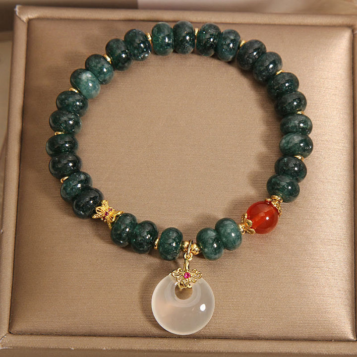 Braccialetto della prosperità con fibbia della pace e perline di giada blu con Buddha Stones - image 9
