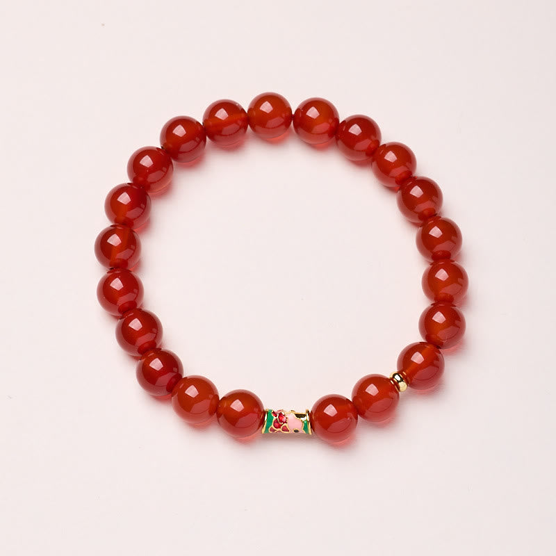 Braccialetto di fiducia con pesce koi portafortuna in agata rossa naturale Buddha Stones - Agata rossa - 8 mm - image 5