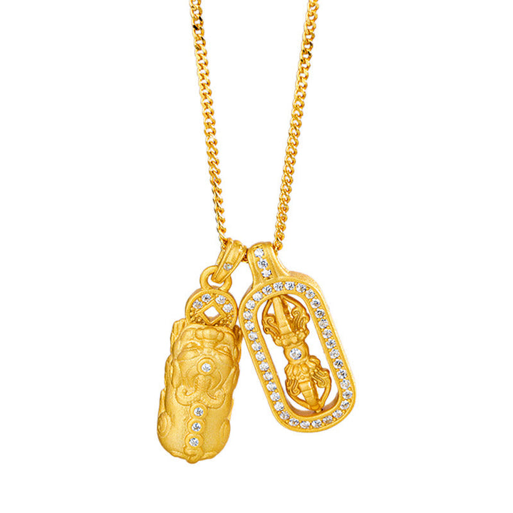Collana con ciondolo Buddha Stones in argento sterling 925 Mini PiXiu Dorje Vajra Wealth - image 3