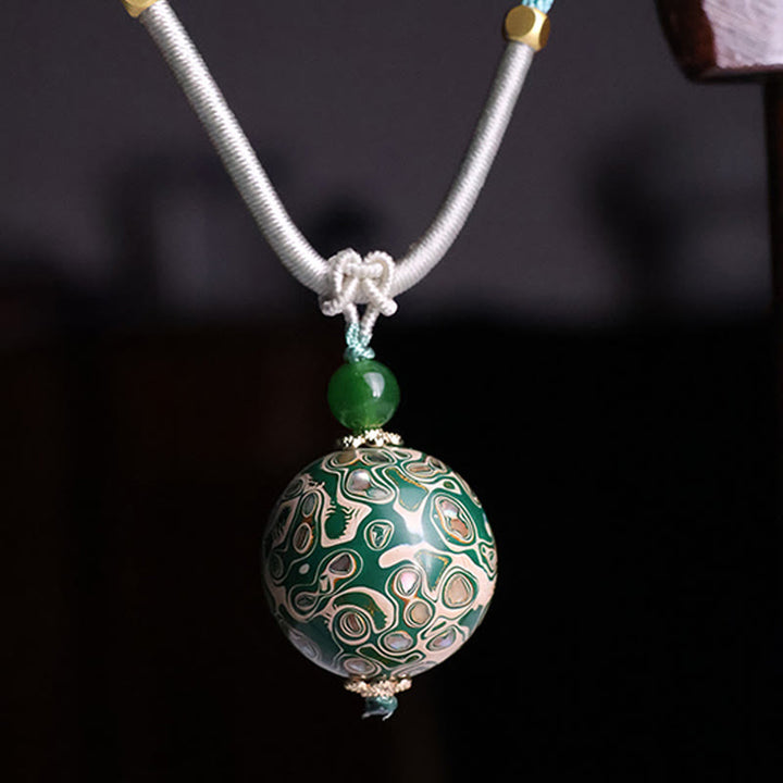 Collana con Buddha Stones, legno di ebano, lacca colorata, perline artigianali, calma - Verde (colore beige casuale) - image 13