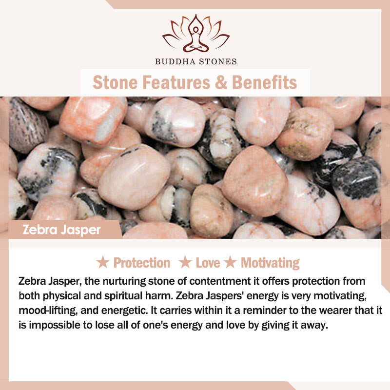 Braccialetto di protezione in diaspro zebrato con design a testa di gatto Buddha Stones - image 6
