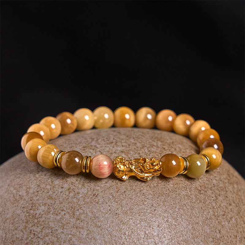 Braccialetto Pixiu Wealth Courage con perline distanziatrici in occhio di tigre di vari colori Buddha Stones - image 13
