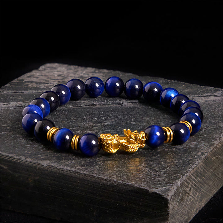 Braccialetto Pixiu Wealth Courage con perline distanziatrici in occhio di tigre di vari colori Buddha Stones - image 0