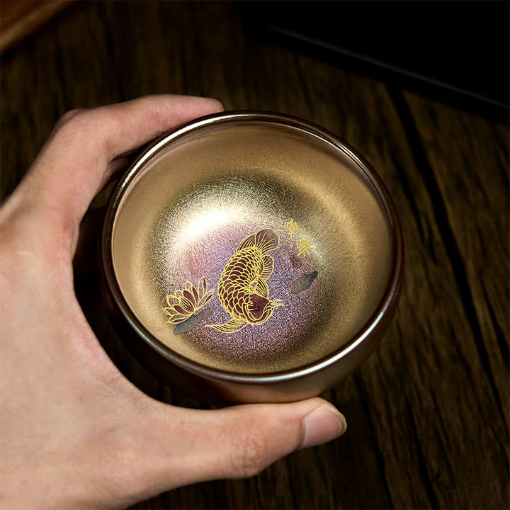 Tazza da tè in ceramica con foglia di loto, realizzata a mano in Cina, Jianzhan Koi Buddha Stones Stones, Kung Fu Tea Cup, 150 ml - image 3