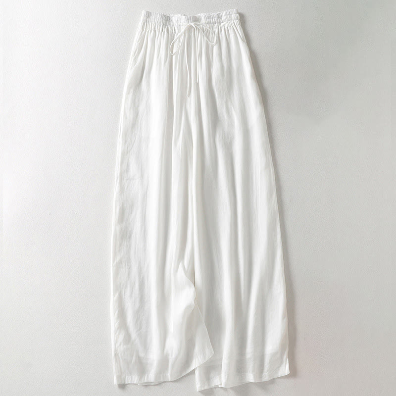 Pantaloni larghi da donna con lacci e tinta unita Buddha Stones - Bianco - US8-10, UK/AU12-14, EU40-42 (2XL) - image 5