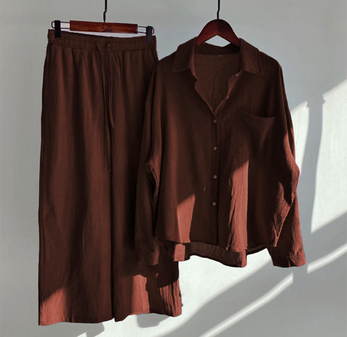 Completo da donna in cotone con stampa Buddha Stones, composto da 2 pezzi: maglia a maniche lunghe con tasche e pantaloni capri con coulisse, ideale per la meditazione. - FireBrick - US16, UK/AU20, EU48 (5XL) - image 36