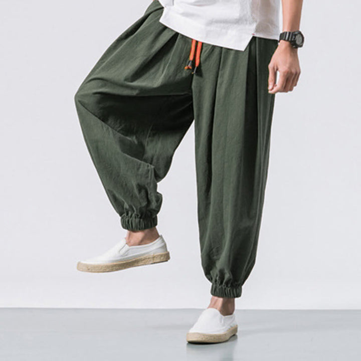 Pantaloni sportivi casual da uomo Buddha Stones in cotone tinta unita con coulisse e tasche - image 16