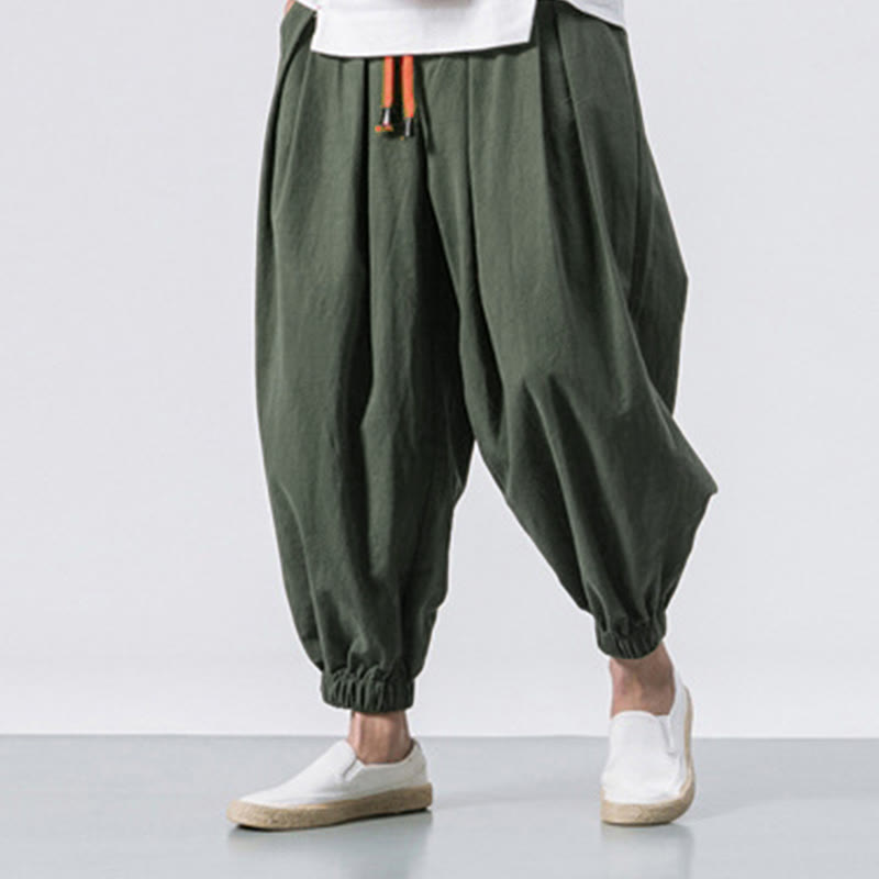 Pantaloni sportivi casual da uomo Buddha Stones in cotone tinta unita con coulisse e tasche - image 17
