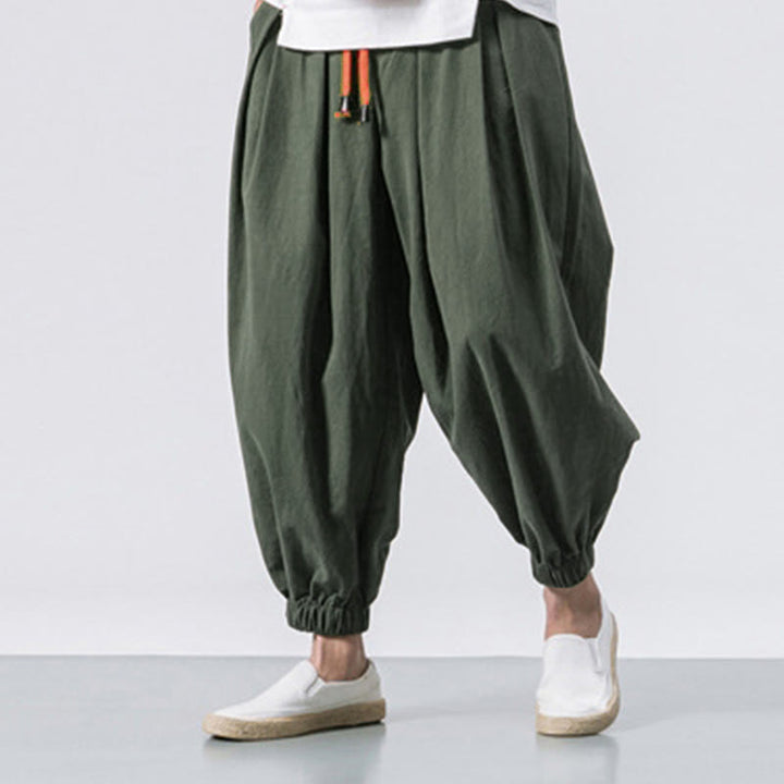 Pantaloni sportivi casual da uomo Buddha Stones in cotone tinta unita con coulisse e tasche - image 17