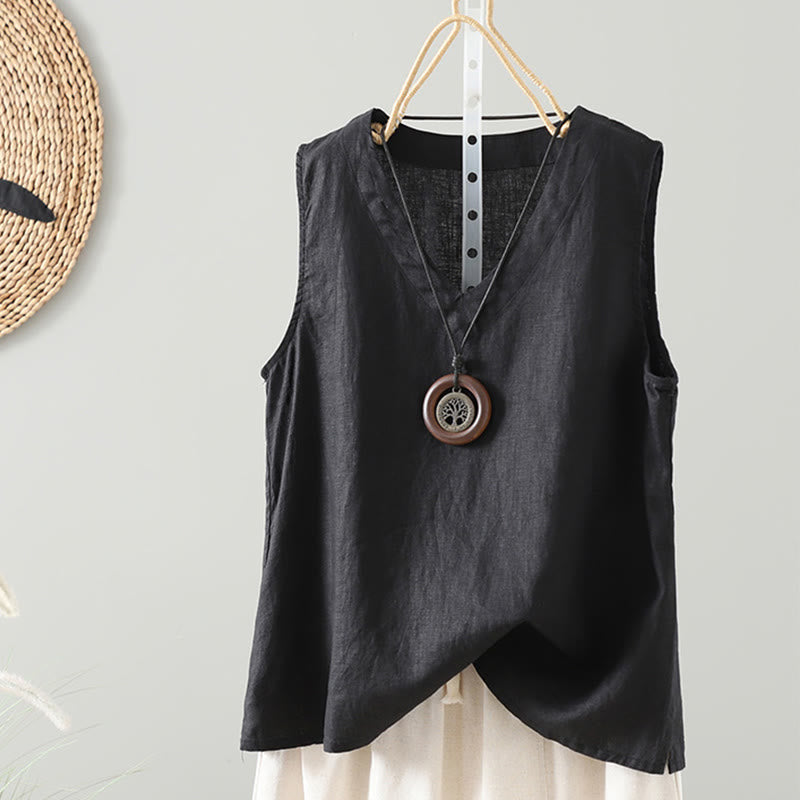 Gilet da donna con scollo a V, tinta unita, vintage, estivo , Buddha Stones - Nero - US8-10, UK/AU12-14, EU40-42 (2XL) - image 10