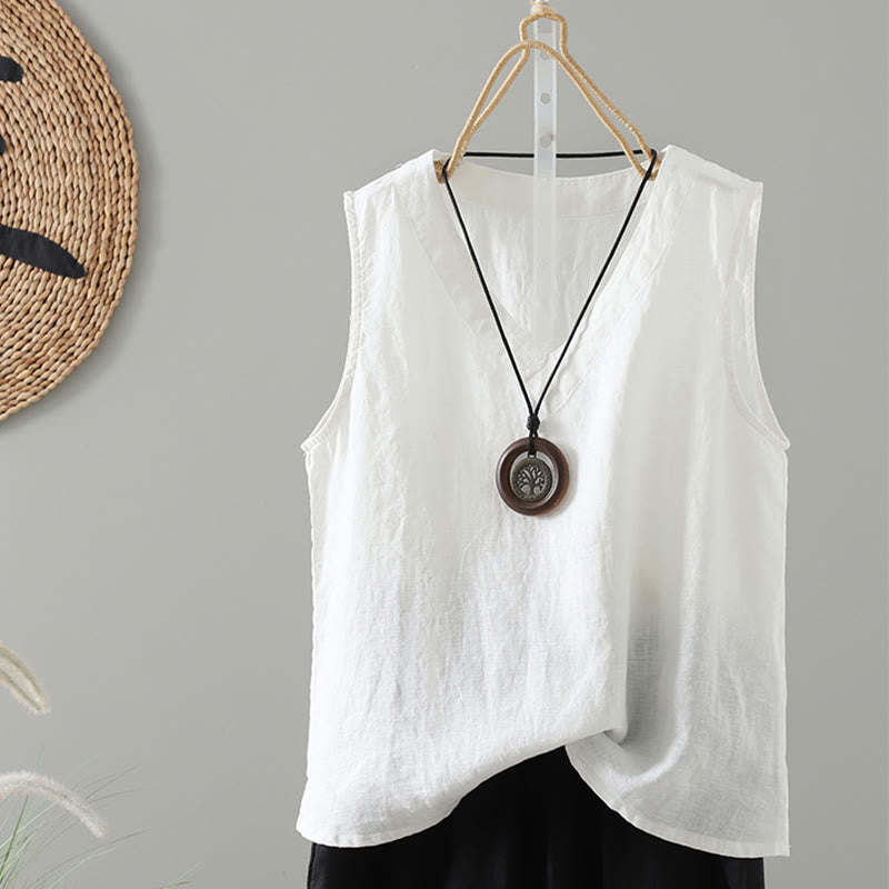 Gilet da donna con scollo a V, tinta unita, vintage, estivo , Buddha Stones - Bianco - US8-10, UK/AU12-14, EU40-42 (2XL) - image 14