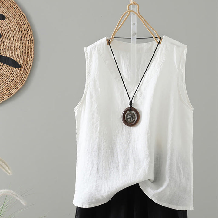 Gilet da donna con scollo a V, tinta unita, vintage, estivo , Buddha Stones - Bianco - US8-10, UK/AU12-14, EU40-42 (2XL) - image 14