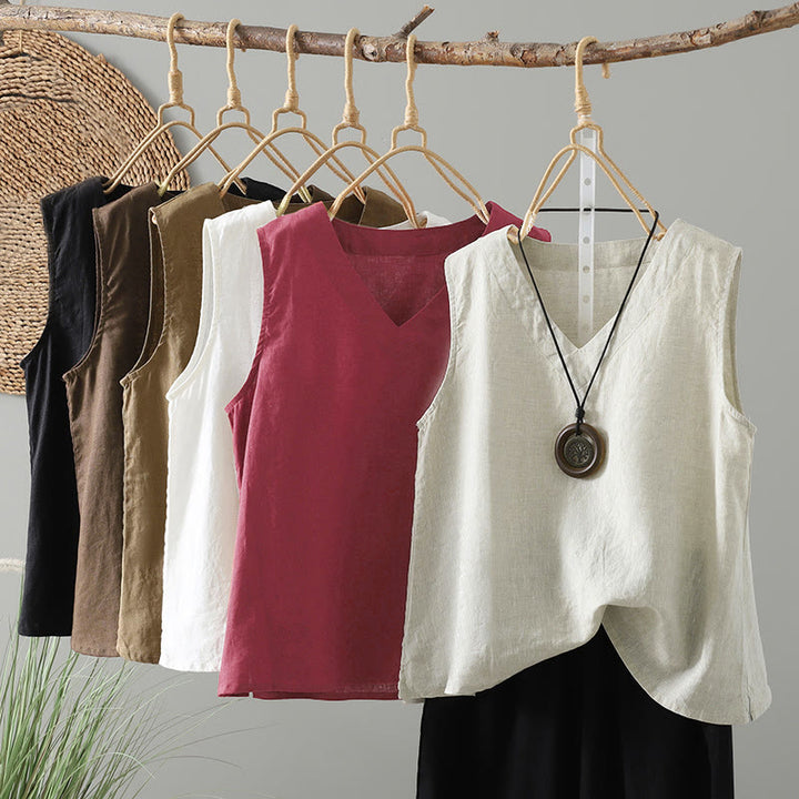 Gilet da donna con scollo a V, tinta unita, vintage, estivo , Buddha Stones - image 25