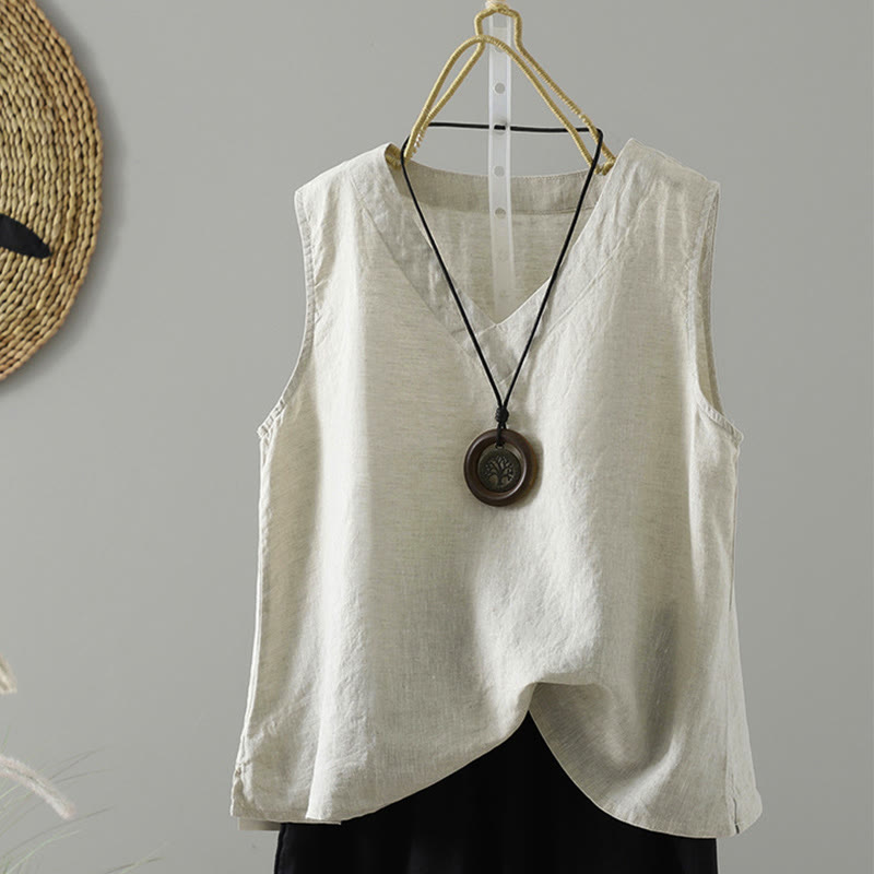 Gilet da donna con scollo a V, tinta unita, vintage, estivo , Buddha Stones - Beige - US8-10, UK/AU12-14, EU40-42 (2XL) - image 18
