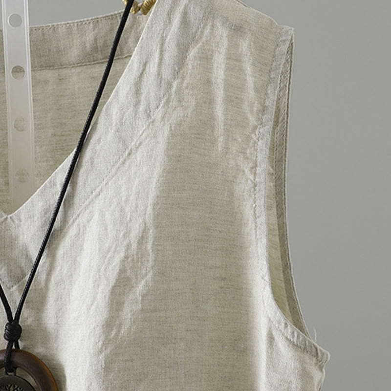 Gilet da donna con scollo a V, tinta unita, vintage, estivo , Buddha Stones - image 23