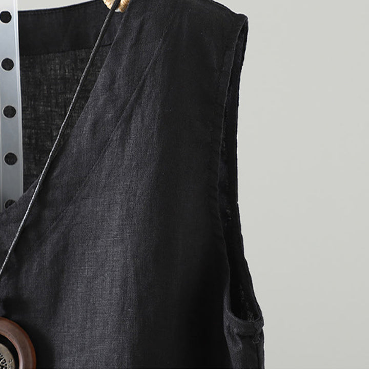 Gilet da donna con scollo a V, tinta unita, vintage, estivo , Buddha Stones - image 13