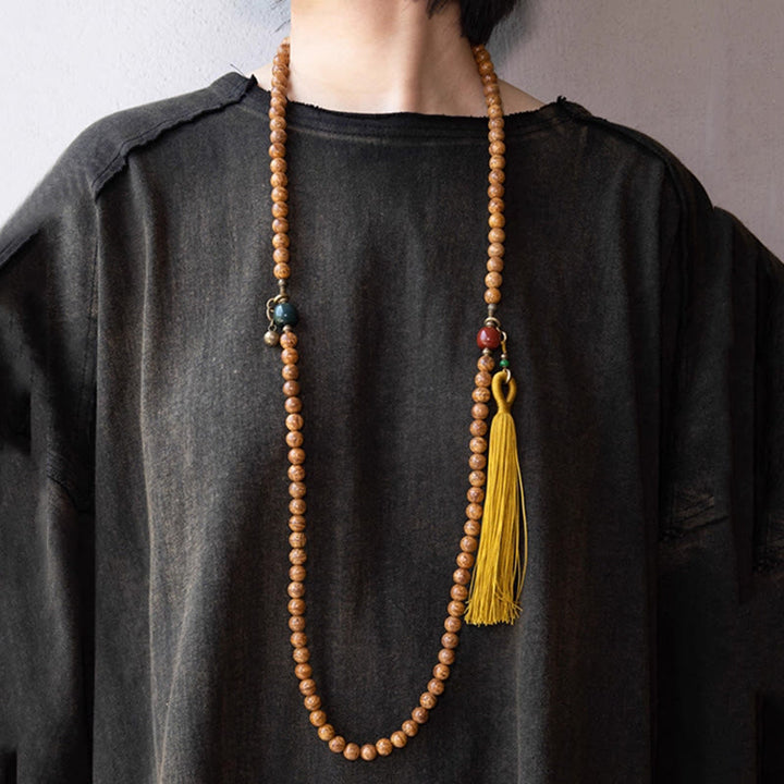 Buddha Stones 108 Mala Beads Bodhi Seed Saggezza Pace Nappa Bracciale - image 5