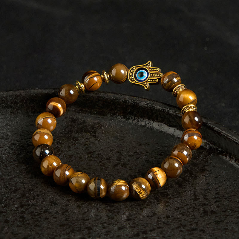 Braccialetto di coraggio con perline di occhio di tigre e pietre Buddha Stones - image 3