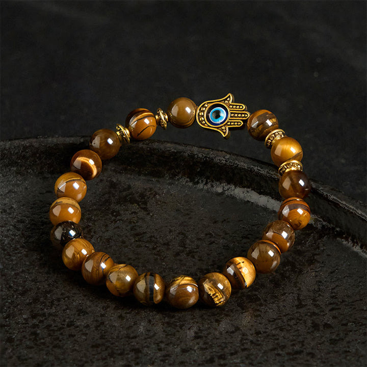 Braccialetto di coraggio con perline di occhio di tigre e pietre Buddha Stones - image 3