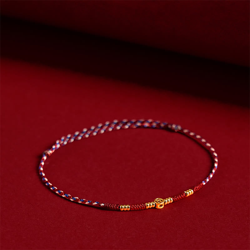 Braccialetto portafortuna con monete di rame intrecciate a mano in corda rossa Buddha Stones - Corda rossa (circonferenza del polso: 15-17 cm) - image 1