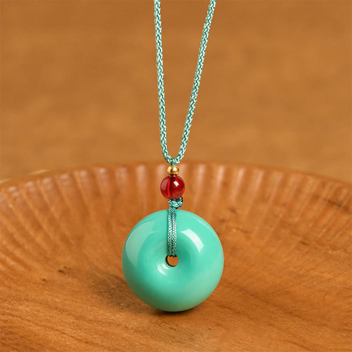 Collana con ciondolo in corda e fibbia della pace turchese Buddha Stones - Turchese - image 1