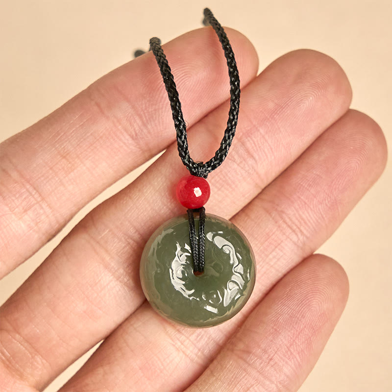 Collana con ciondolo portafortuna , Buddha Stones, fibbia della pace, nuvole di buon auspicio, giada ciano - image 12