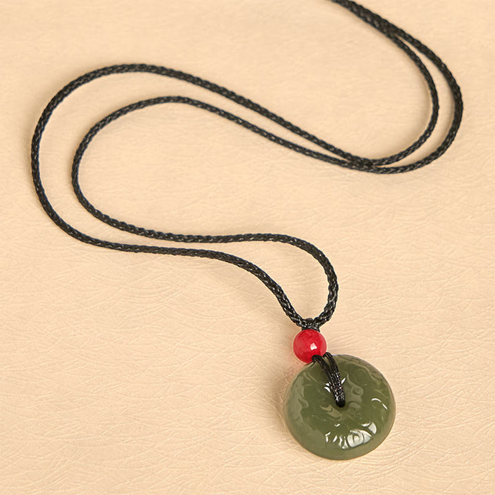 Collana con ciondolo portafortuna , Buddha Stones, fibbia della pace, nuvole di buon auspicio, giada ciano - image 9