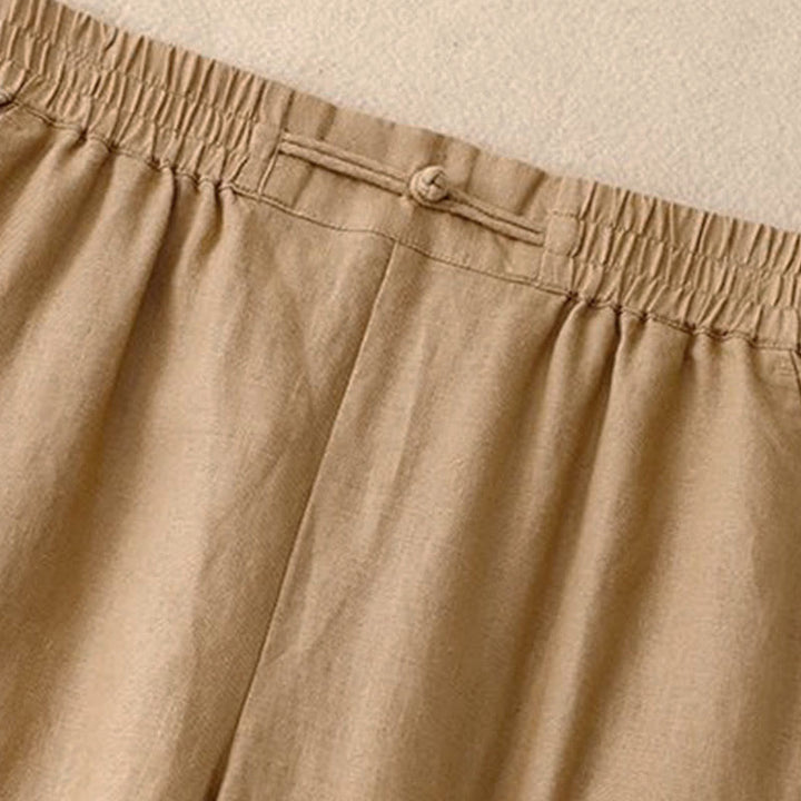 Pantaloni larghi da donna in cotone con tasche e elastico in vita tinta unita Buddha Stones Daily - image 5