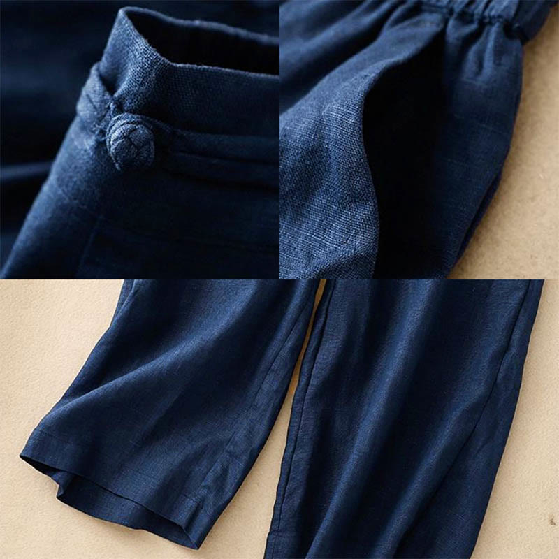 Pantaloni larghi da donna in cotone con tasche e elastico in vita tinta unita Buddha Stones Daily - image 9