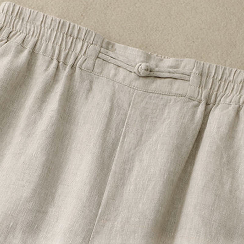 Pantaloni larghi da donna in cotone con tasche e elastico in vita tinta unita Buddha Stones Daily - image 12